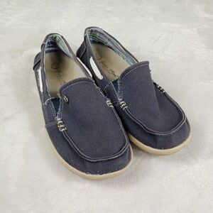 Gecko Man Boat Shoes Womens Size 8 Blue‎  Canvas Slip On Loafers